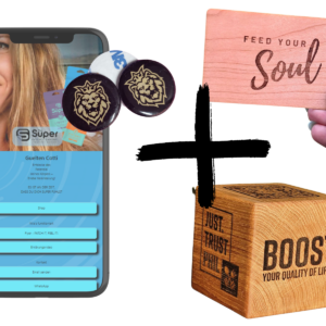 Custom landing page + NFC Tag + NFC Card + Wood Cube
